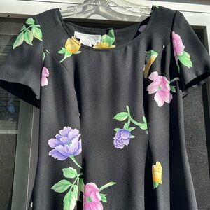 Floral Black Full Length Dress